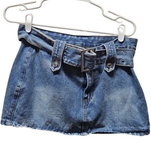 SHEIN Y2K High Waist Belted Denim Mini Skirt Size M- US Sz. 6